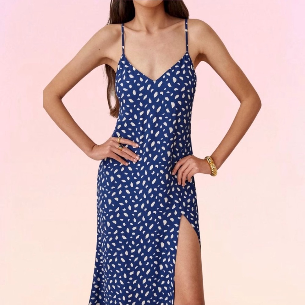 Reformation Crimini Blue and White Midi SunDress size 6
